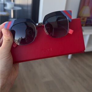 Fendi Sunglasses - Black with Blue and Red Accents (Brand New)